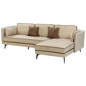 Corner Sofa ALTAN Beige Velvet Left Hand