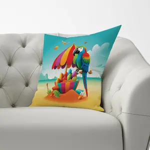 Parrot On A Beach Holiday Cushions 33cm x 48cm