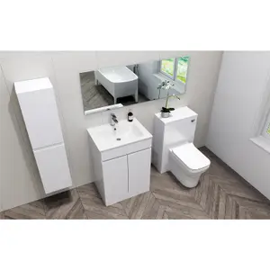 500mm Atlantic Bathroom Waterproof Vanity Unit & Ceramic Basin - White