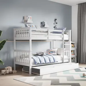 Flair Wooden Zoom Bunk Bed With Trundle - White