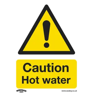 10-Pack Caution Hot Water Safety Signs - Rigid Plastic Warning Signs 75x100mm