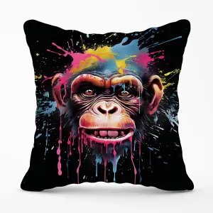 Multi Coloured Monkey Face Splashart Outdoor Cushion 45cm x 45cm