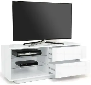 Centurion Supports Gallus High Gloss White with 2-White Drawers and 2 Shelves up to 55" LED/OLED/LCD TV Cabinet