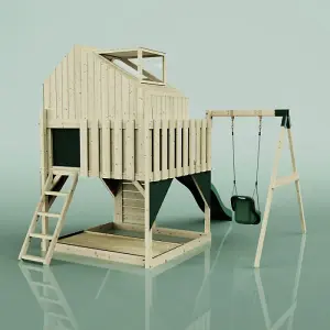 Rebo PolarPlay Kids Climbing Tower & Playhouse - Swing Eerika Green