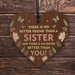 Red Ocean Sister Heart Best sister sign Thank you gifts Christmas birthday  gift ideas for best friend or sister Quote Gifts