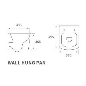 Standon White Rimless Wall hung Toilet pan with Soft close seat