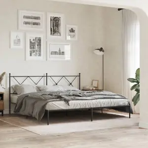 Berkfield Metal Bed Frame without Mattress with Headboard Black 183x213cm