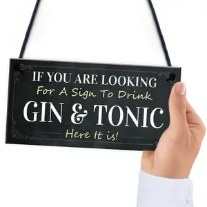 Red Ocean Funny Gin And Tonic Bar Sign Novelty Home Bar Decor Plaque Gin Gifts For Friend