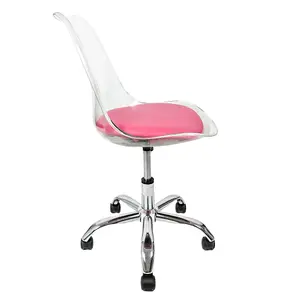 Soho Clear Plastic Dining Chair with Swivel Base Bright Pink