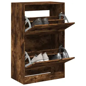 Shoe Cabinet Smoked Oak 60x34x96.5 cm Engineered Wood