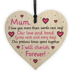 Red Ocean Mum Gift From Son Daughter Mothers Day Wooden Heart Birthday Love Poem Gifts For Mum