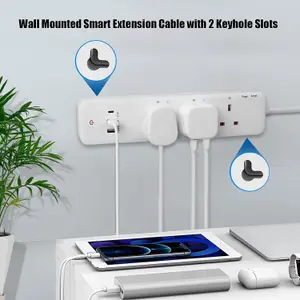 4 Way Magic Cube Socket with Cable 3G1.25,1.5M,White,with 2 USB charger,Child Resistant Sockets