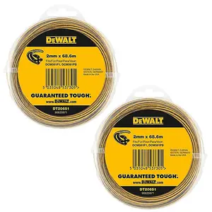 2x Dewalt DT20651-QZ Line Trimmer Wire 2mm 68.6m Dewalt DCM561 DCM561P1 DCM561PB