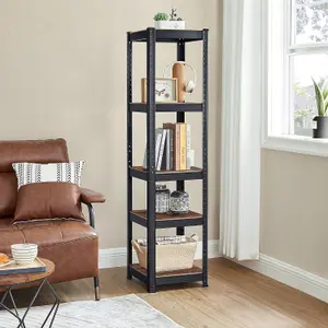 SONGMICS Storage Organizer Shelving Units, Set of 2, Storage Racks, Shelves, Industrial, Adjustable, Rustic Brown and Black