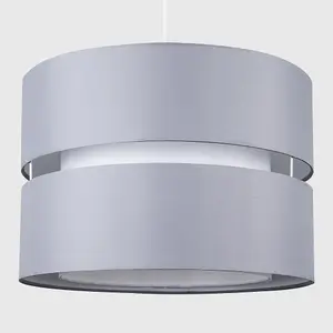 ValueLights Sophia Grey Ceiling Pendant Shade and B22 GLS LED 10W Warm White 3000K Bulb