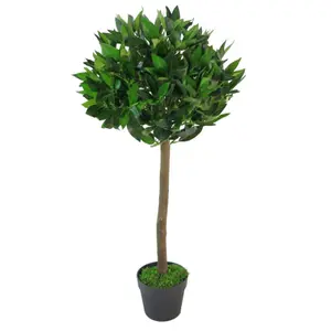 90cm Leaf Design UK Artificial Realistic Bay Laurel Topiary Ball Tree