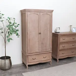 Melody Maison Large Wooden Wardrobe - Hessian Range