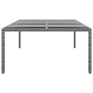 Berkfield Garden Table 200x150x75 cm Tempered Glass and Poly Rattan Grey