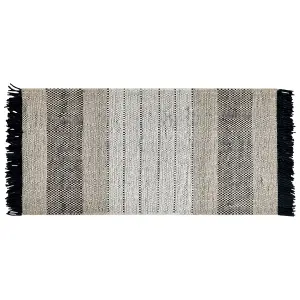 Wool Area Rug 80 x 150 cm Beige and Black YAZLIK