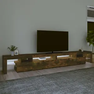 Berkfield TV Cabinet with LED Lights Smoked Oak 290x36.5x40 cm