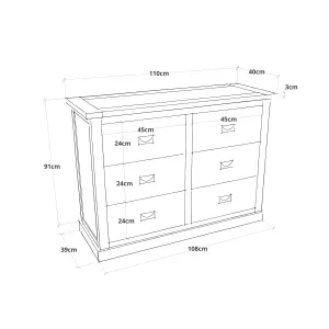 Tirolo 6 Drawer Chest of Drawers Bras Drop Handle