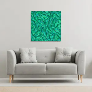 Green Leaves Pattern (Canvas Print) / 77 x 77 x 4cm