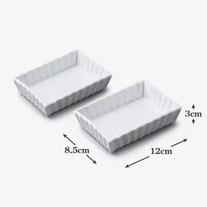 WM Bartleet & Sons Porcelain Rectangular Flan Dish, Set of 2