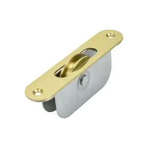 Sash Heritage 2 Inch Ball Bearing Brass Wheel Pulley with Radius Faceplate - Polished Brass