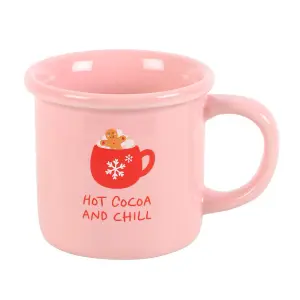 Something Different Hot Cocoa And Chill Christmas Mug Pink (One Size)