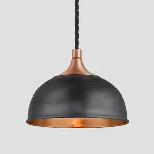 Industville Chelsea Dome Pendant, 8 Inch, Pewter & Copper, Copper Holder