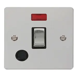 Flat Plate Polished Chrome 1 Gang 20A Ingot DP Switch With Flex With Neon - Black Trim - SE Home