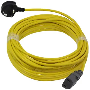 SPARES2GO Mains Power Cable for Karcher Vacuum Cleaner T7/1 T9/1 T10/1 T12/1 12M UK Plug - 12m