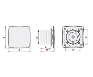 Bathroom Wall Extractor Fan 100mm with Chrome Wave Front Panel