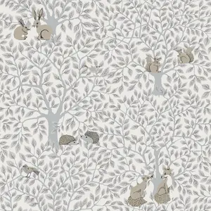 Galerie Apelviken 2 Off White Grey Floral Woodland Smooth Wallpaper