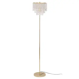 First Choice Lighting Cascada Gold and Acrylic Crystal Jewelled Floor Lamp