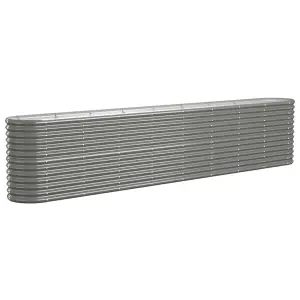 Berkfield Garden Planter Powder-coated Steel 332x40x68 cm Grey