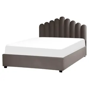 Velvet EU King Size Ottoman Bed Taupe VINCENNES