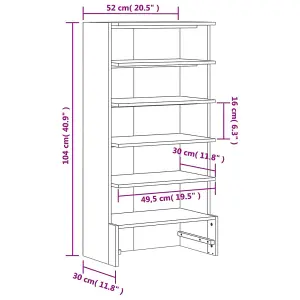 Berkfield Shoe Cabinet Wax Brown 52x30x104 cm Solid Wood Pine