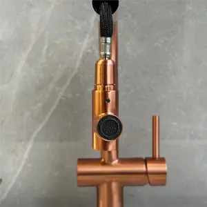 Liquida W15CP Single Lever Swivel Spout Pull Out Copper Kitchen Mixer Tap