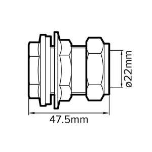 Plumbsure Compression Straight Tank connector, (Dia)22mm