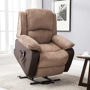 Postana Single Motor Electric Rise Recliner Jumbo Cord Fabric Armchair Electric Lift Riser Chair (Brown)