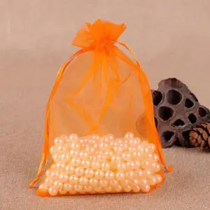 50pcs Orange Luxury Organza Jewellery Pouches Xmas Christmas Wedding Anniversary Favours Gifts Bag 7 x 9 cm