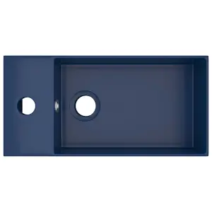 Bathroom Sink with Overflow Ceramic Dark Blue