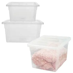 3 x 96 Litre Strong Clear Transparent Storage Containers Ideal For Clothes & Books