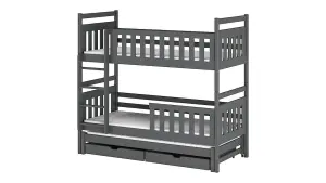 Klara Bunk Bed With Trundle, Foam Mattresses And Storage in Graphite W1980mm x H1710mm x D980mm