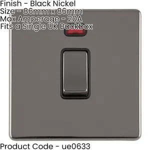 2 PACK 1 Gang 20A Single Light Switch & Neon SCREWLESS BLACK NICKEL 2Way Rocker