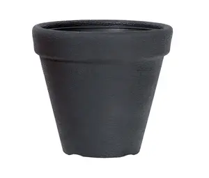 URBNLIVING 30cm Height Round Plastic Anthracite Plant Pot Flower Planter Garden Indoor Outdoor Gro Stone Clay Look