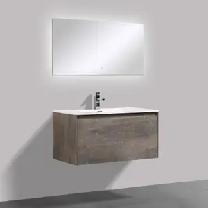 Rigel Metallic Wall Hung Bathroom Vanity Unit with White Basin (W)900mm (H)450mm