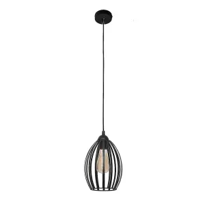 Luminosa Dali Wire Frame Pendant Ceiling Light Black 18cm