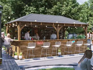 Garden Bar Wooden Outdoor Bar Gazebo Full Length Counter 6m x 3m Leviathan